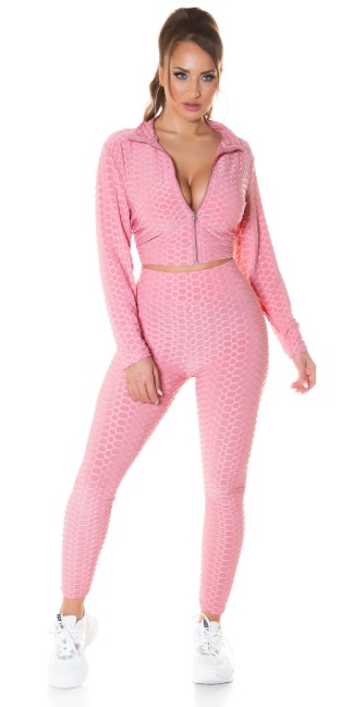 sporty 2 piece set jas+ leggings roze